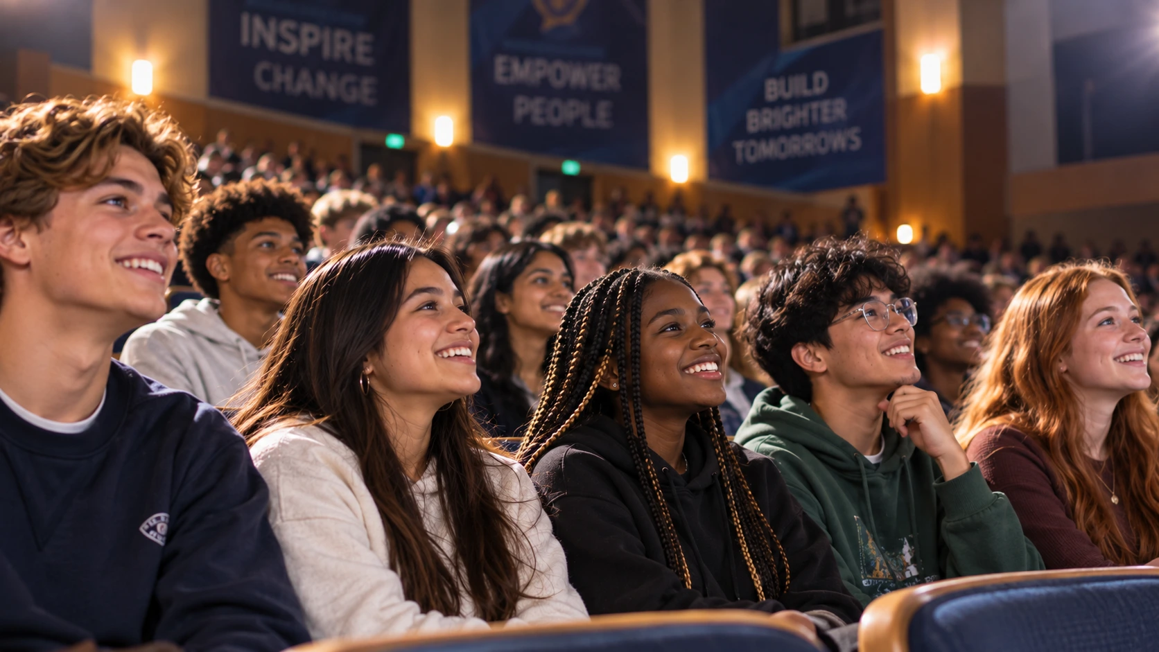 Students listening at an ASAP assembly